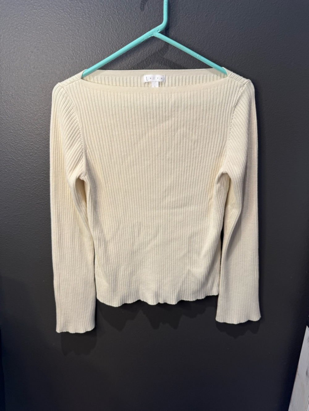 Leith Cream Ribbed Boatneck Top